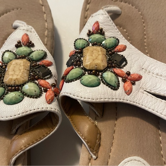 Clarks Sandals - White and Tan with Colorful Embellishments - Picture 6 of 11